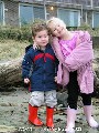 Chelsea & David on Lincoln City Beach - Jan 2002